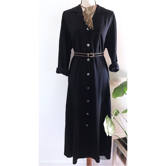 MaxMara Dresses & Skirts - MaxMara Black Light Wool Shirtdress Duster Dress